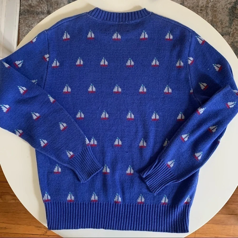 Vintage Boat House Row Sailboat Print Crewneck Sweater Men’s Size Medium New